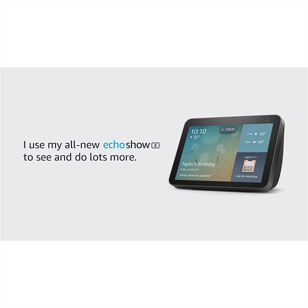 Amazon Echo Show 8 2nd Smart Home Hub, Alexa, IEEE 802.11a/b/g/n/ac, Bluetooth, USB, Charcoal