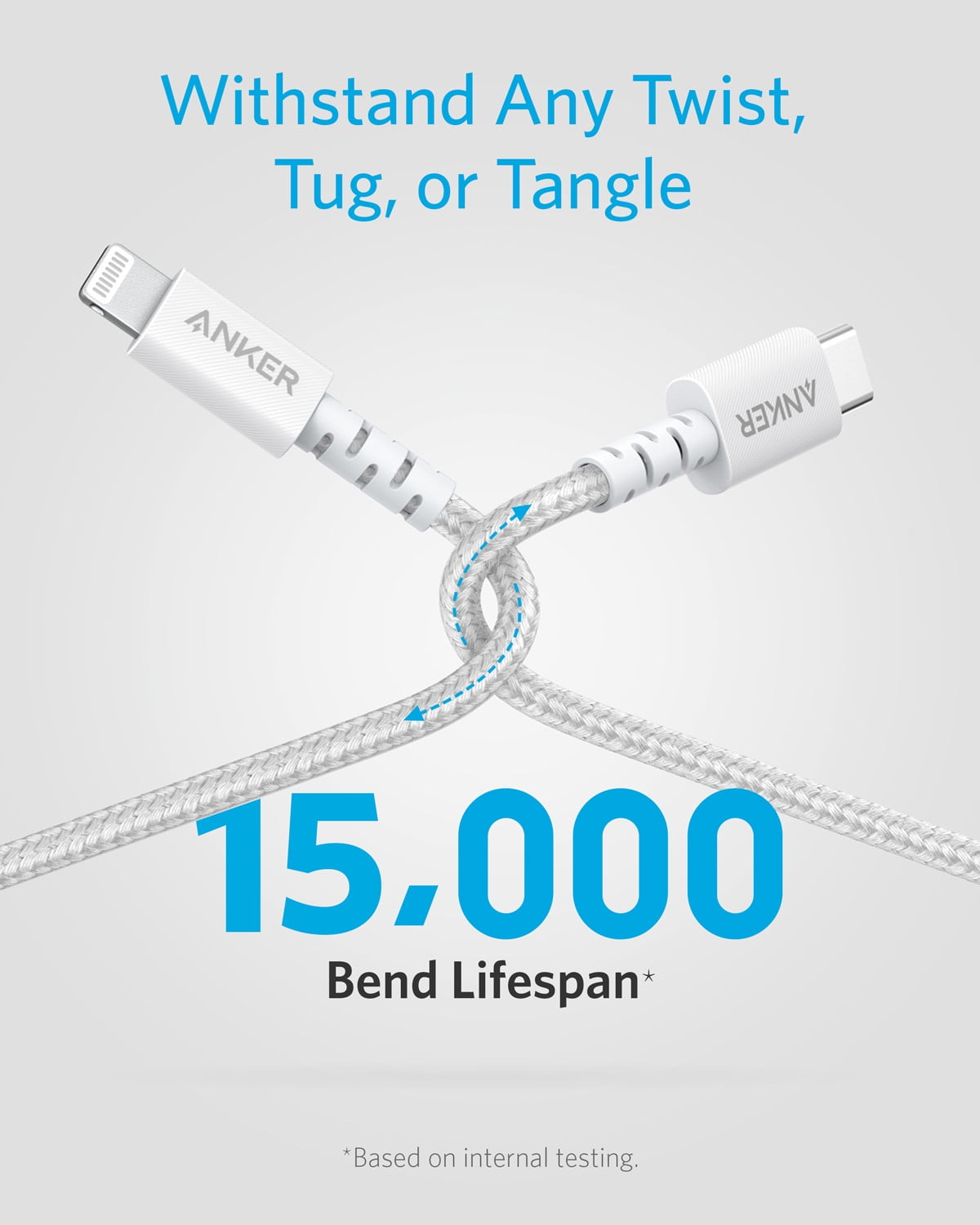 Anker PowerLine Select + USB-C Cable with Lightning Connector 6ft, Apple MFi Certified - White