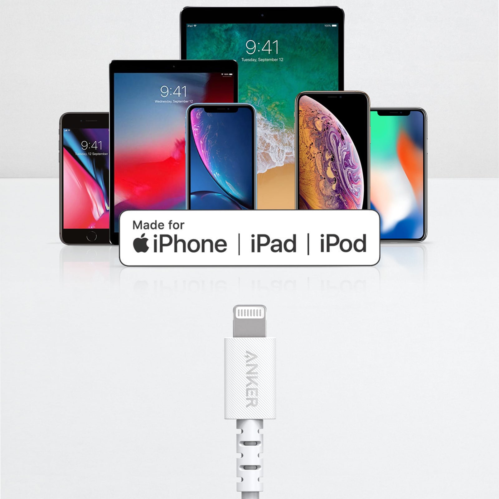 Anker PowerLine Select + USB-C Cable with Lightning Connector 6ft, Apple MFi Certified - White